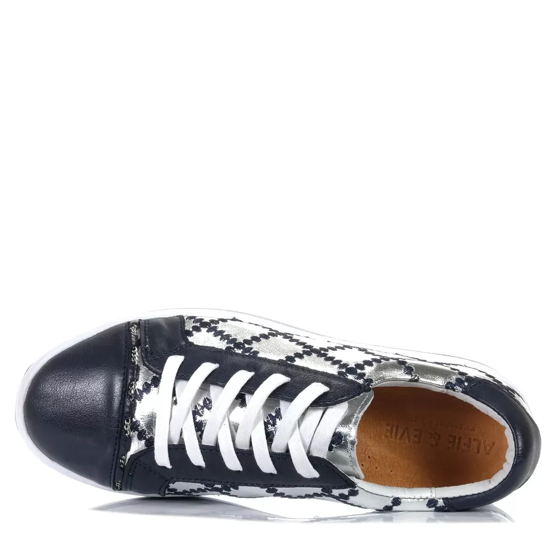 Alfie & Evie Pleat Deep Ocean/Silver Sneaker