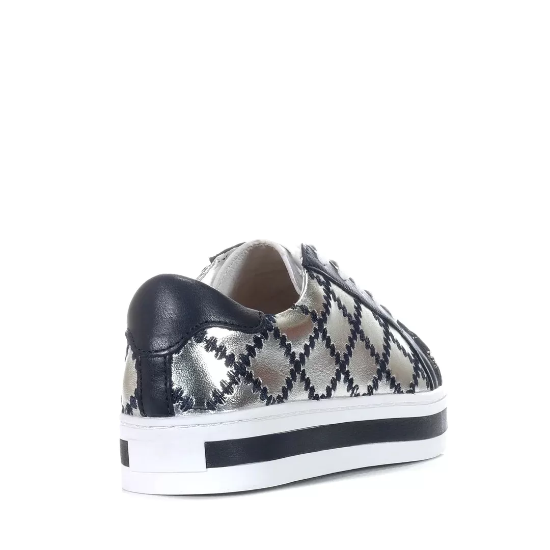 Alfie & Evie Pleat Deep Ocean/Silver Sneaker