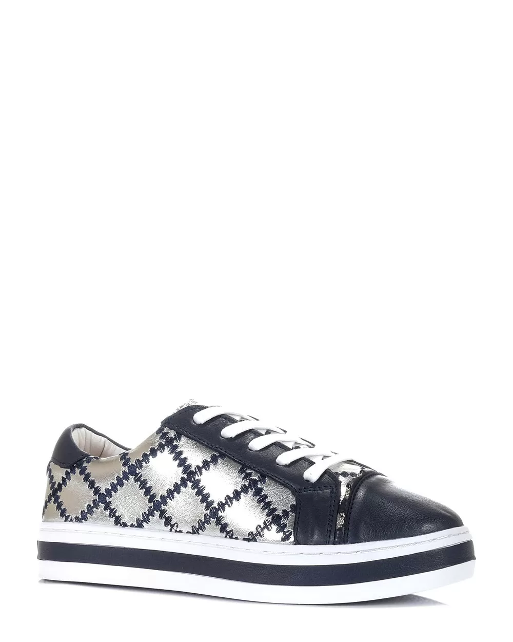 Alfie & Evie Pleat Deep Ocean/Silver Sneaker