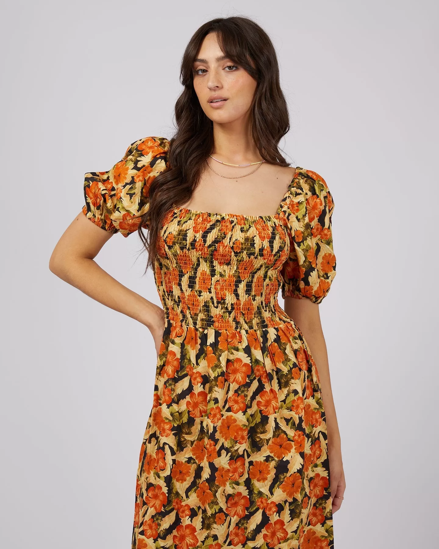 All About Eve Margot Floral Shirred Dress - Print