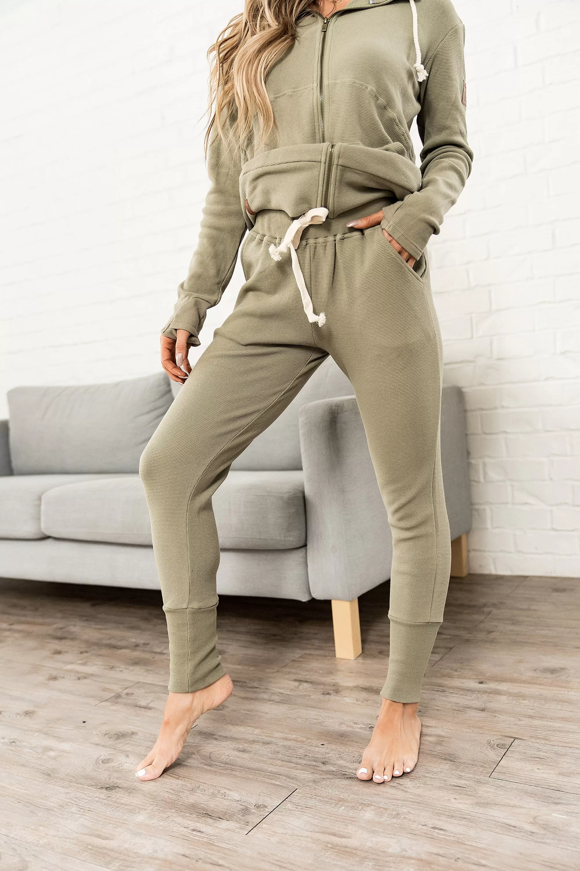 Ampersand Avenue Waffle Knit Jogger - Willow