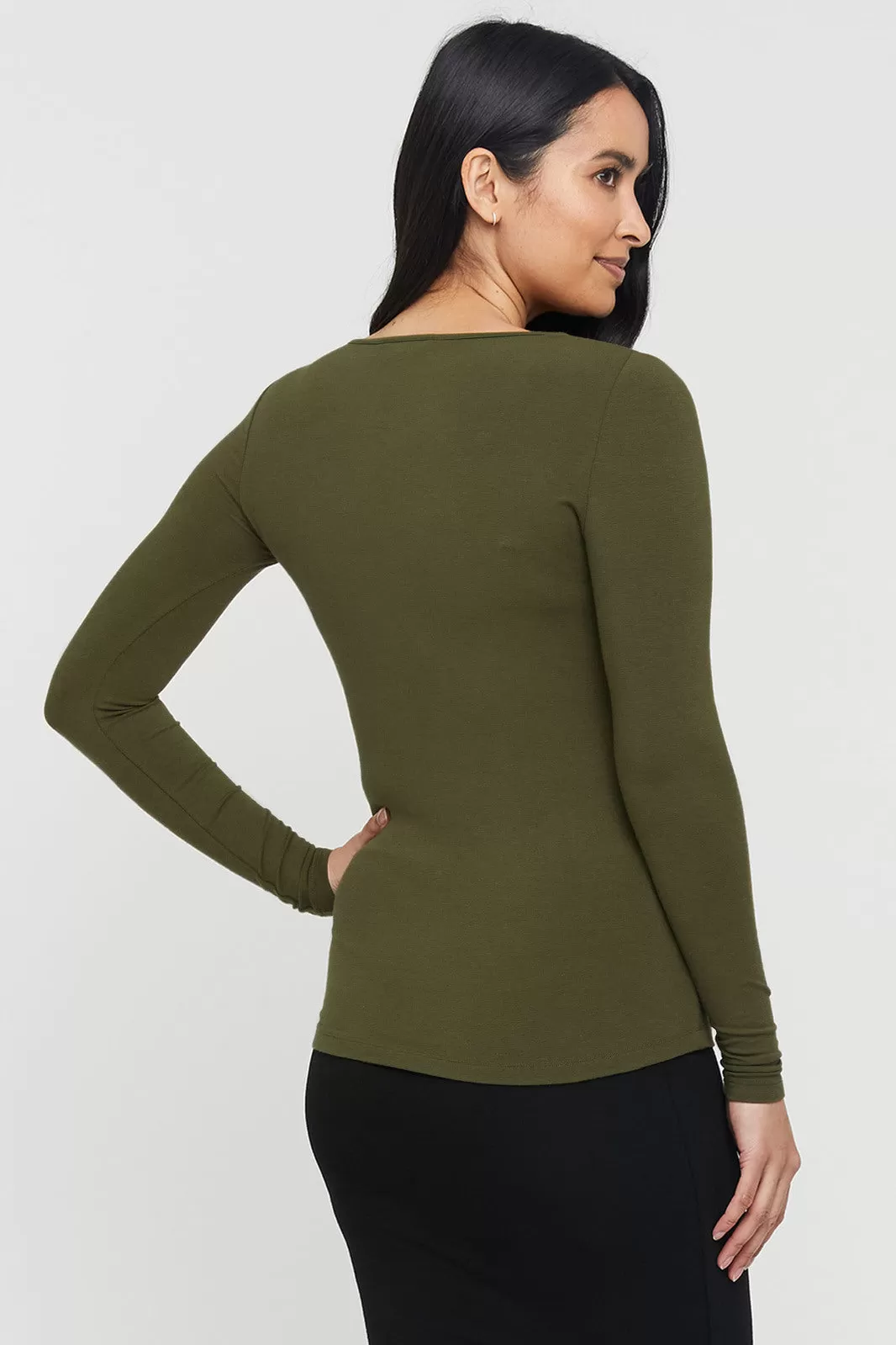 Amy Boatneck Top - Dark Olive