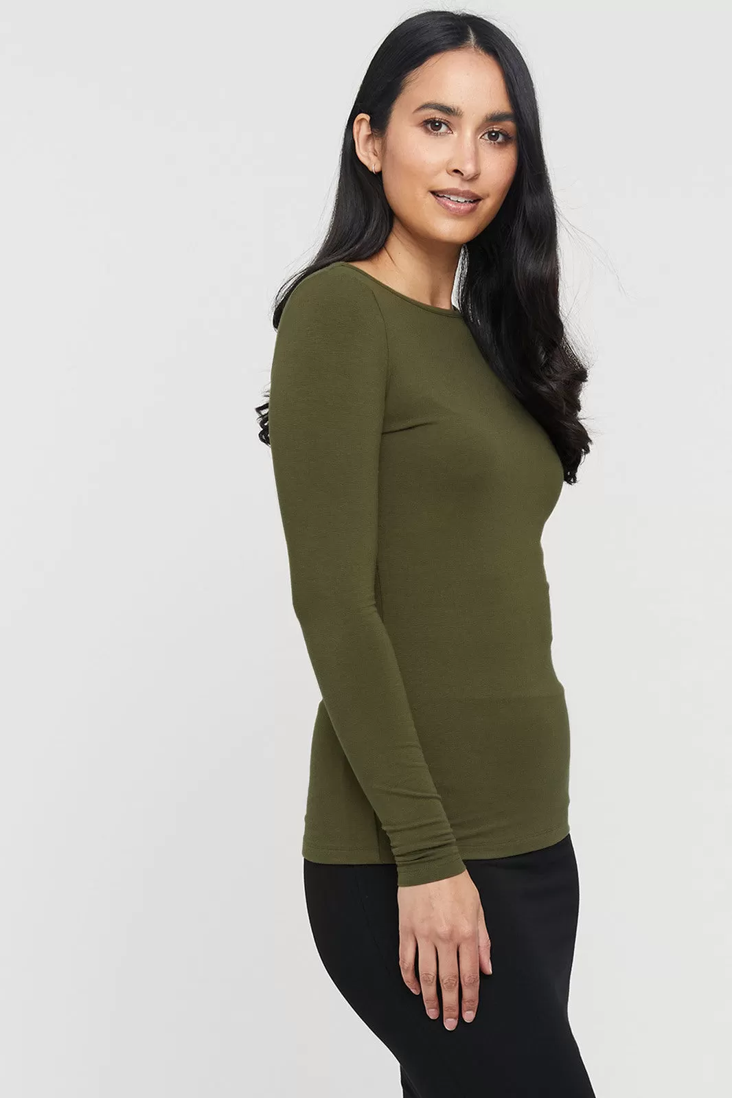 Amy Boatneck Top - Dark Olive