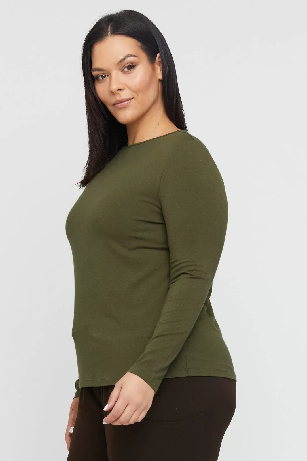 Amy Boatneck Top - Dark Olive