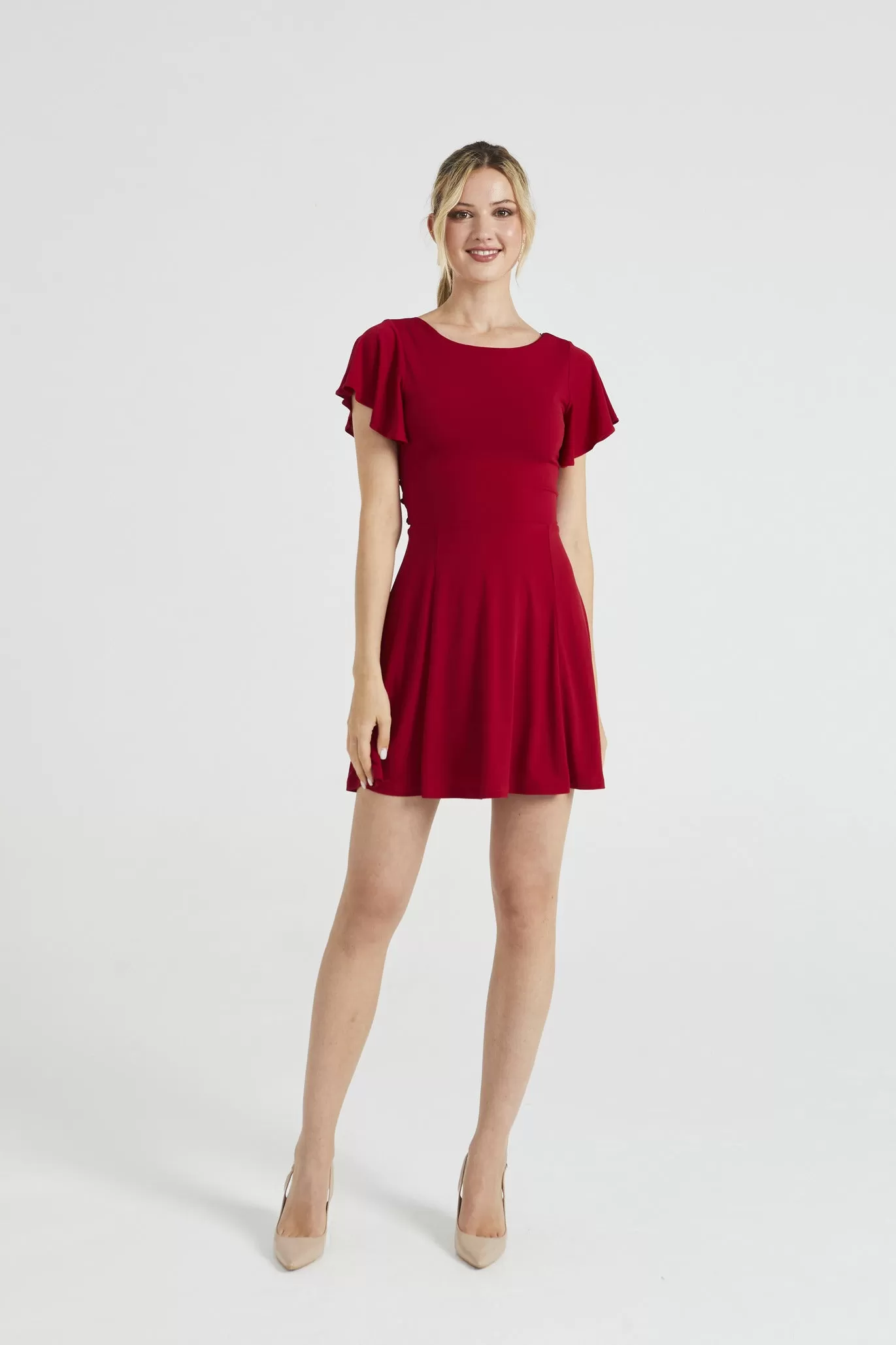 Angeleye Reversible Mini Dress With Flutter Sleeves