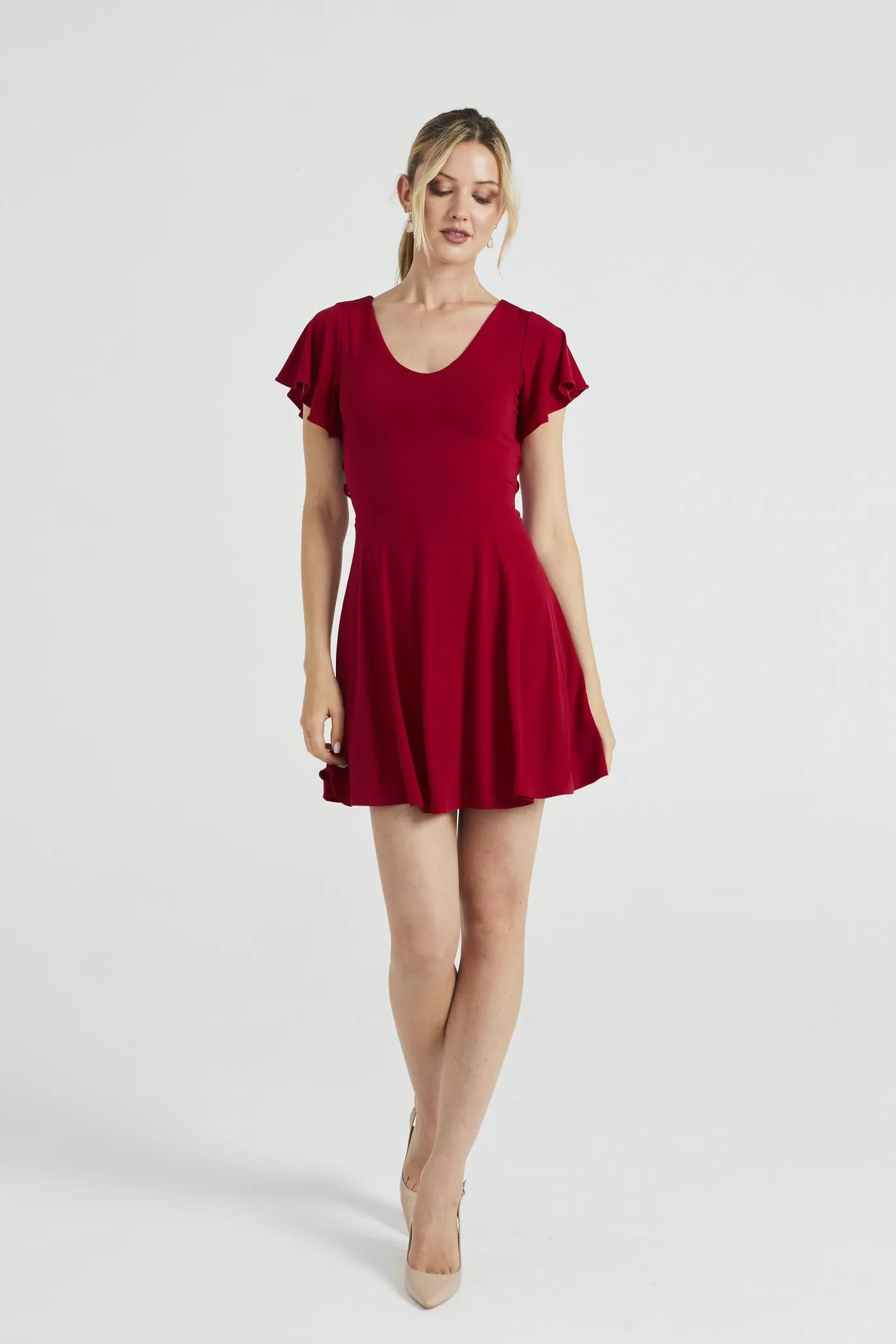 Angeleye Reversible Mini Dress With Flutter Sleeves