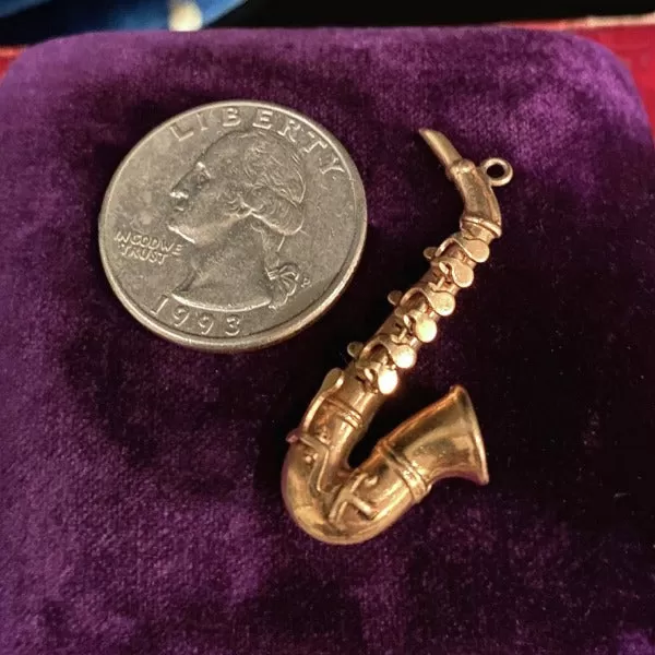 Antique Mechanical Saxophone Charm Pendant