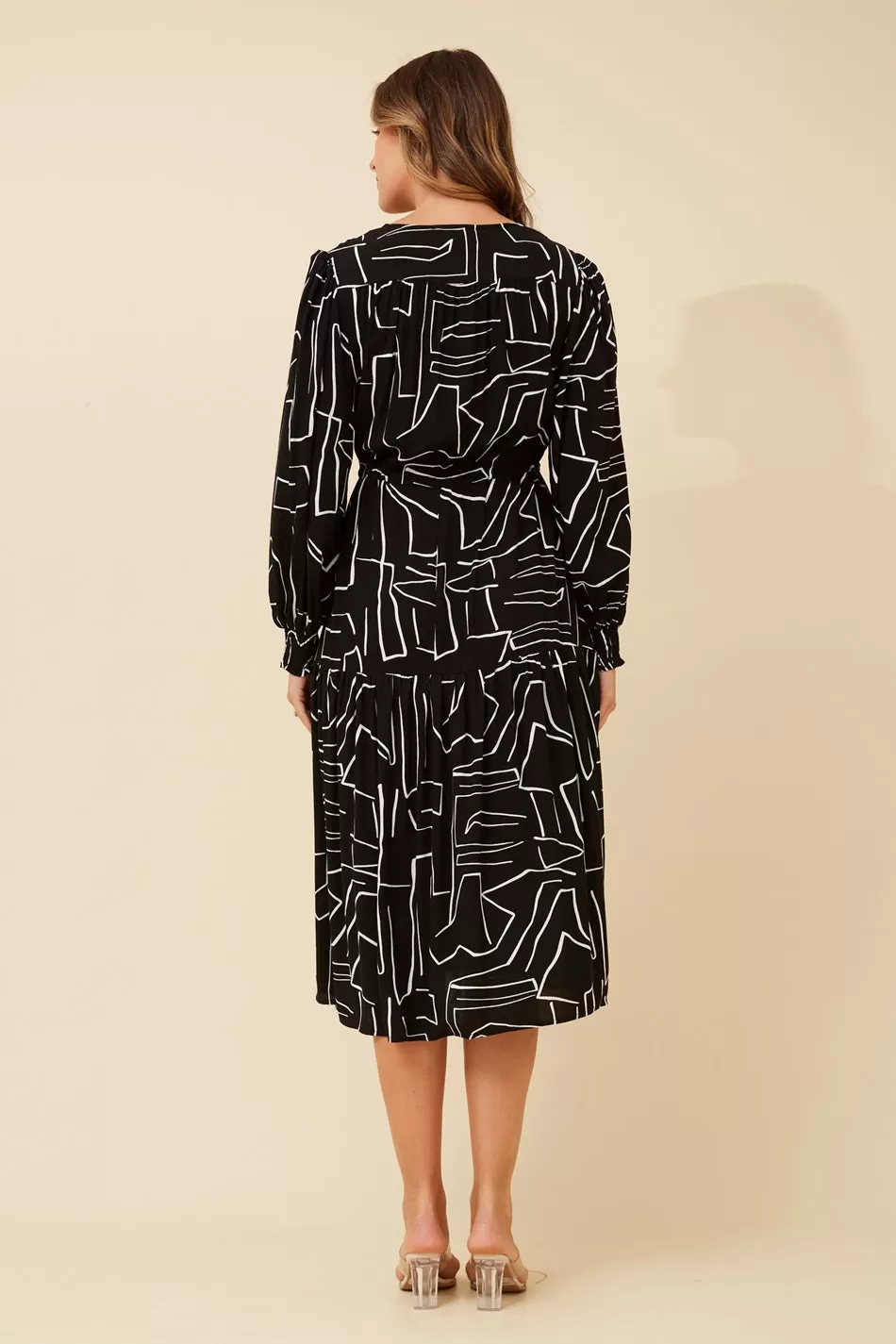 ARCHIE ABSTRACT PRINT MIDI DRESS