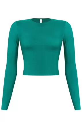 Arianna Long Sleeve Solid Basic Crop Top