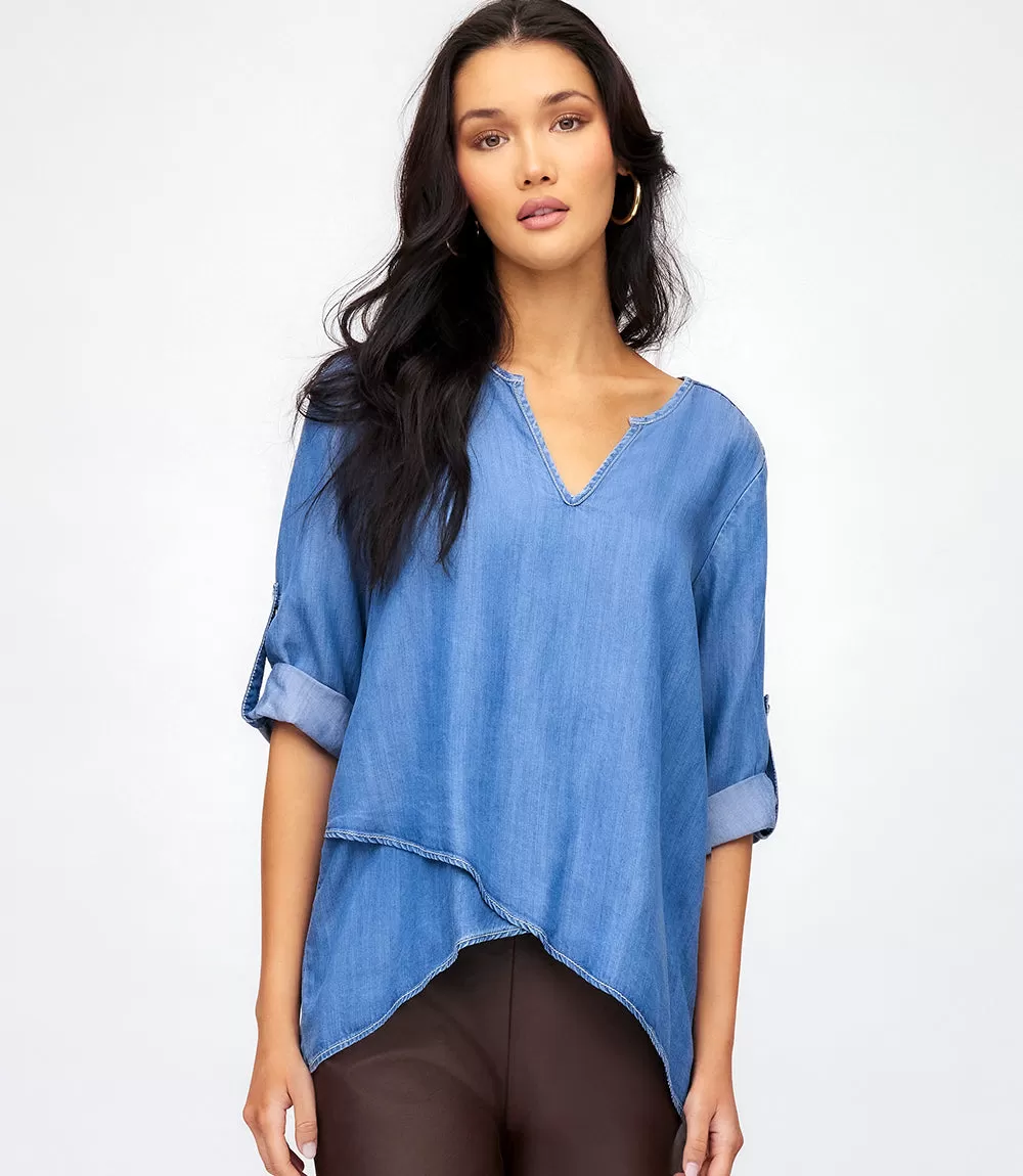 Asymmetric Hem Wrap Top