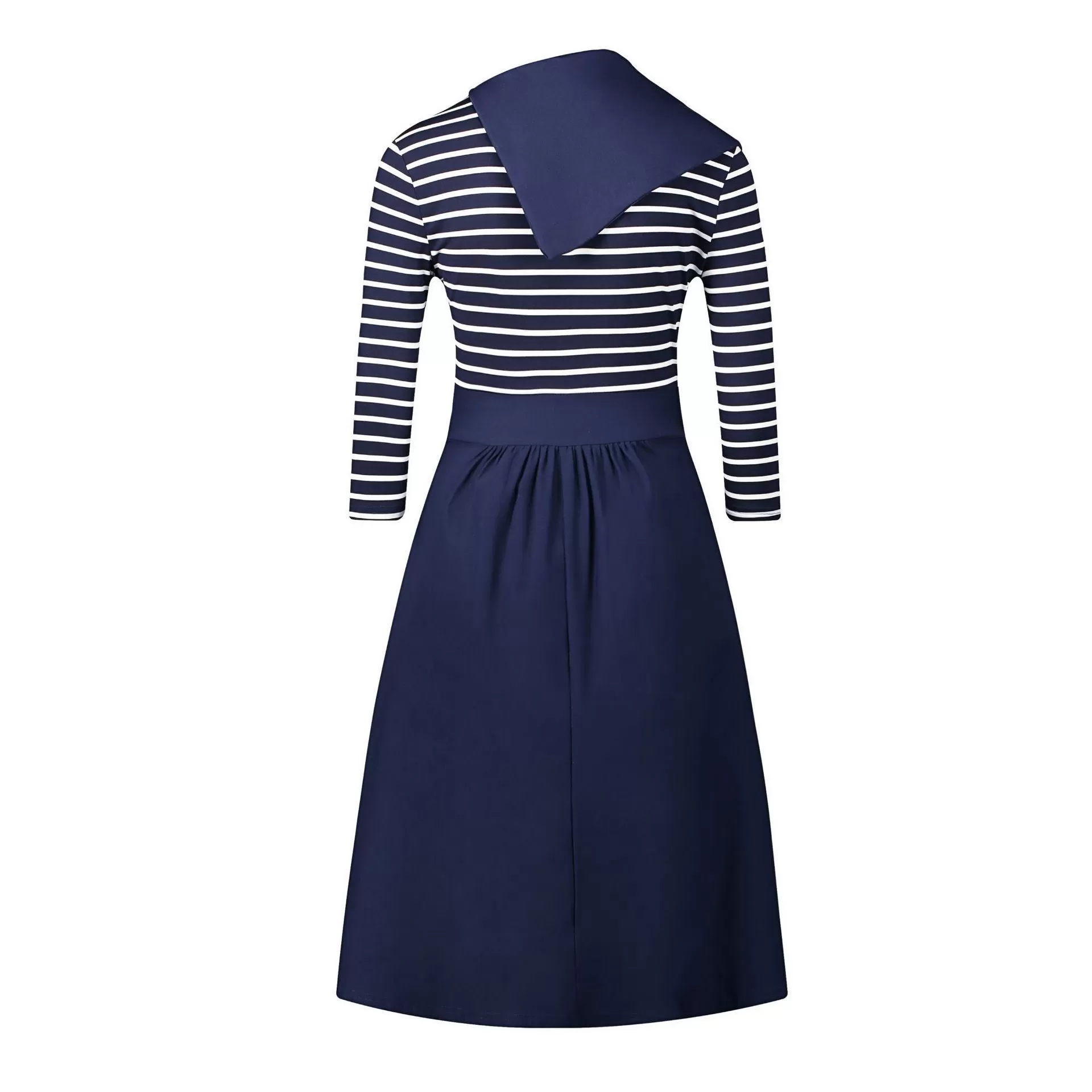 Asymmetrical Collar Sailor Stripe Dress