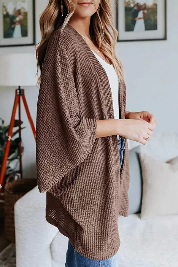 Autumn Daze Brick Waffle Kimono Cardigan