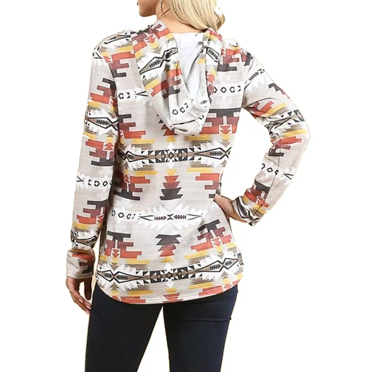 Avery Apparel Women's Aztec Print Ultra Soft Hacci Hoodie