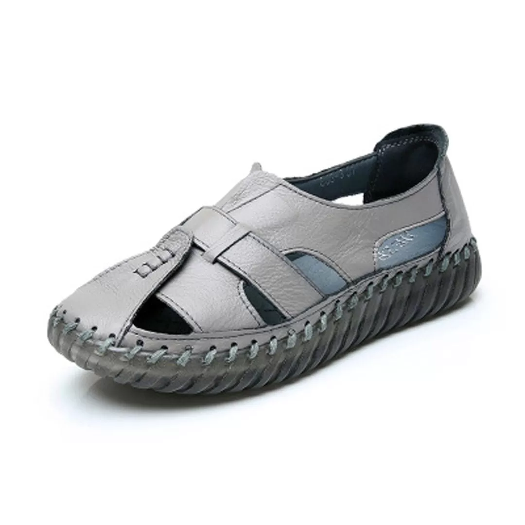 Babakud Summer Leather Flat Comfortable Hollow Out Shoes