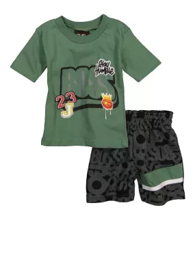 Baby Boys 0-9M Boss Stay Humble 23 Tee and Shorts Set