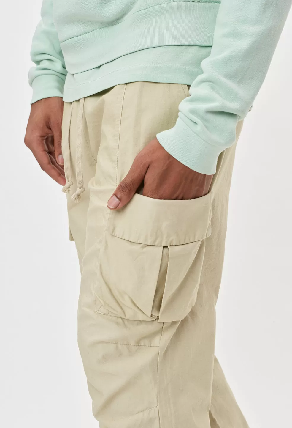 Back Sateen Cargo Pants / Ceramic