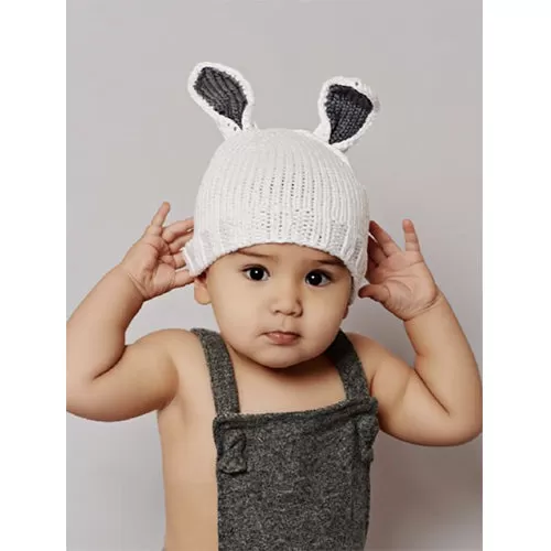 Bamboo Bunny Hat, White & Grey