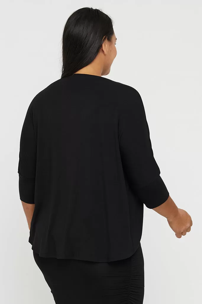 Bamboo Drape Cardi - Black