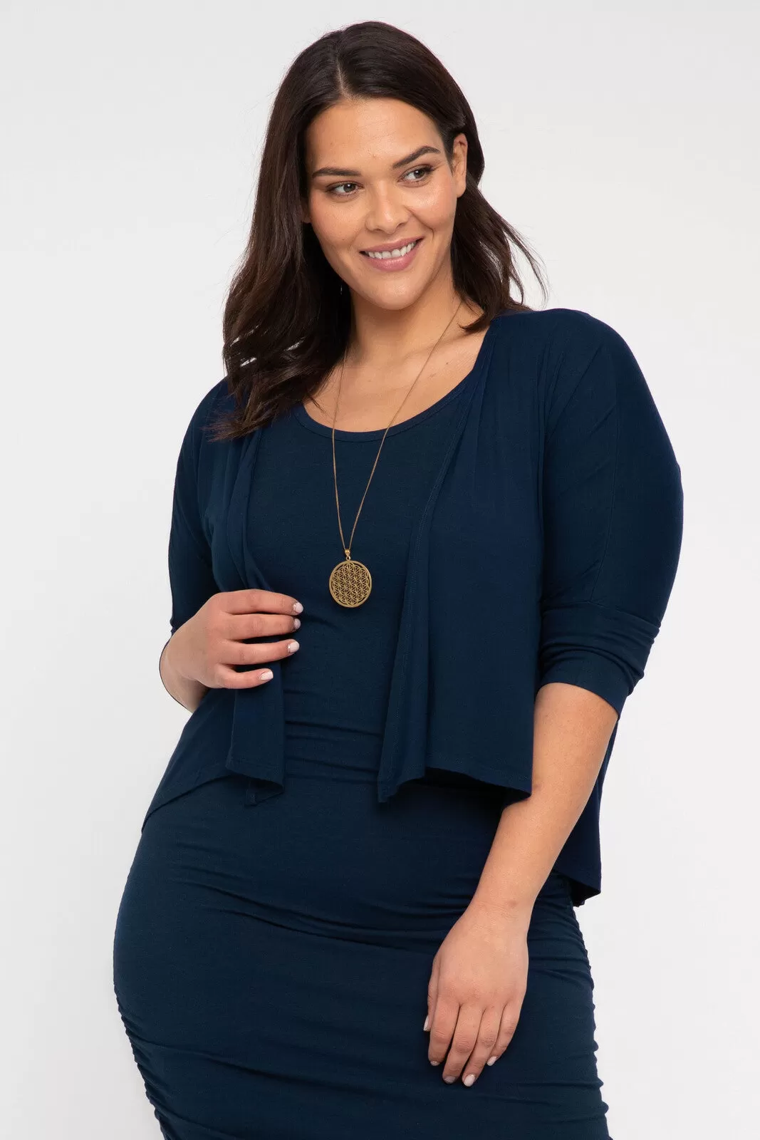 Bamboo Drape Cardi - Navy