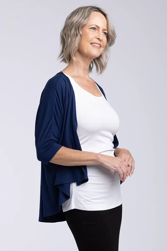 Bamboo Drape Cardi - Navy