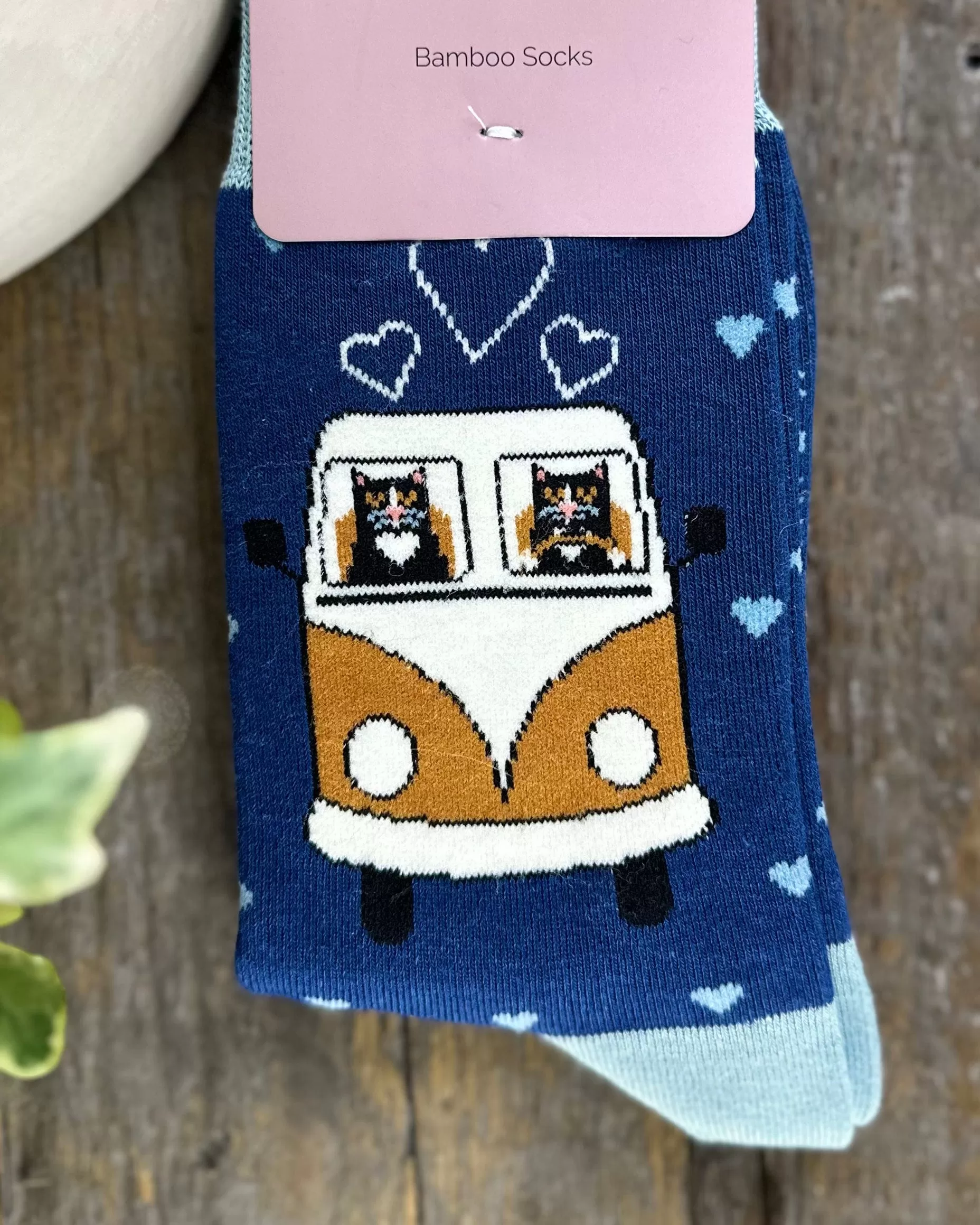 Bamboo Socks - Cats Road Trip Navy