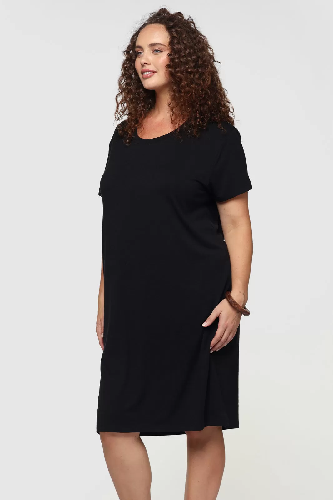 Bamboo T-Shirt Dress - Black