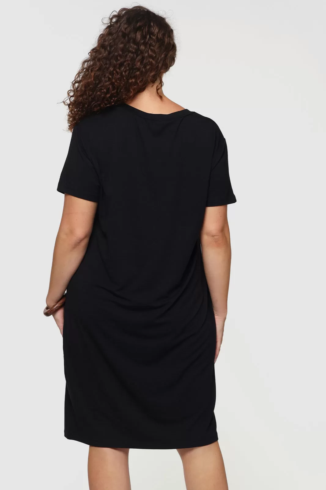 Bamboo T-Shirt Dress - Black