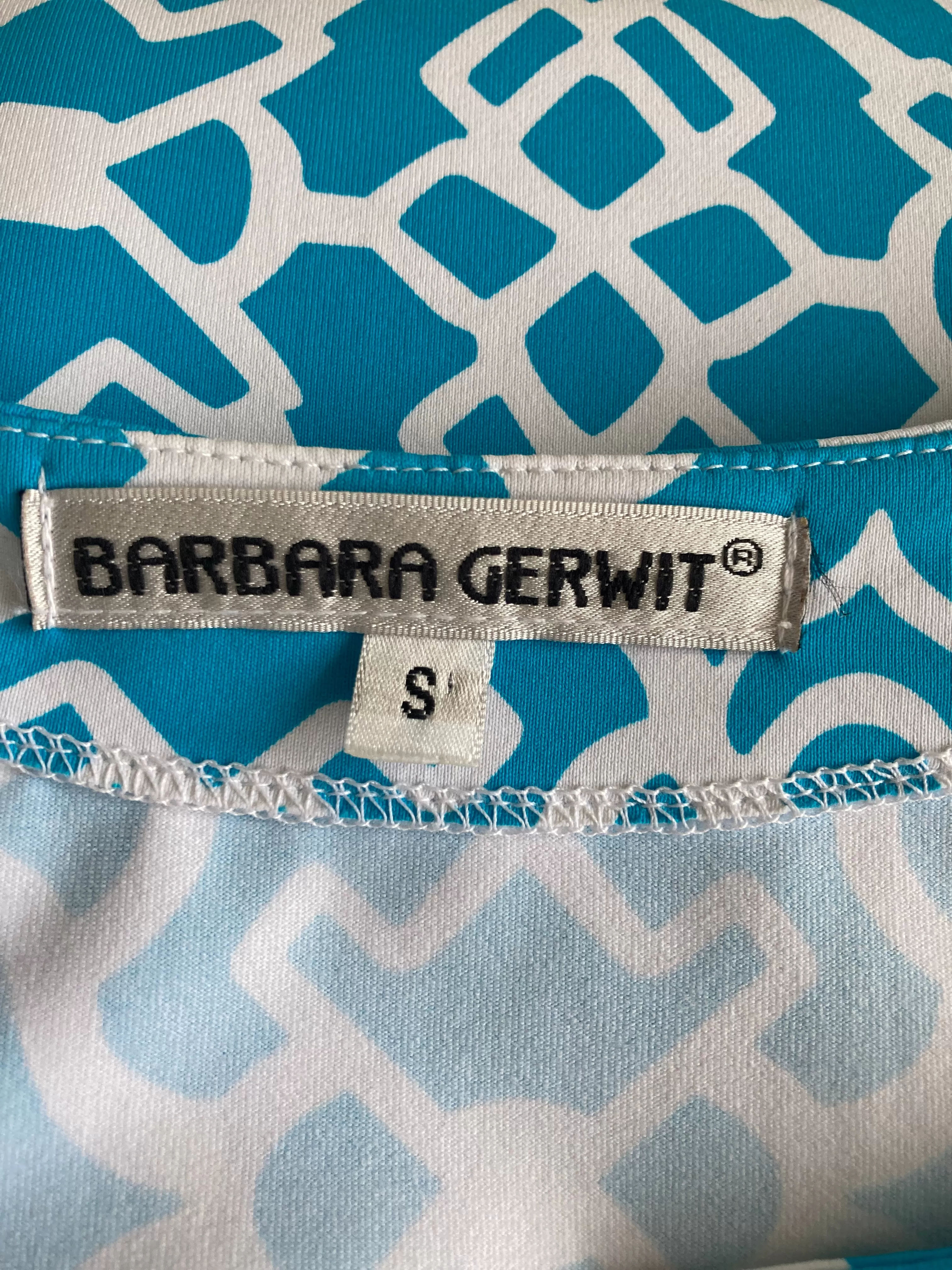 Barbara Gerwit Aqua Blue Print Dress, S