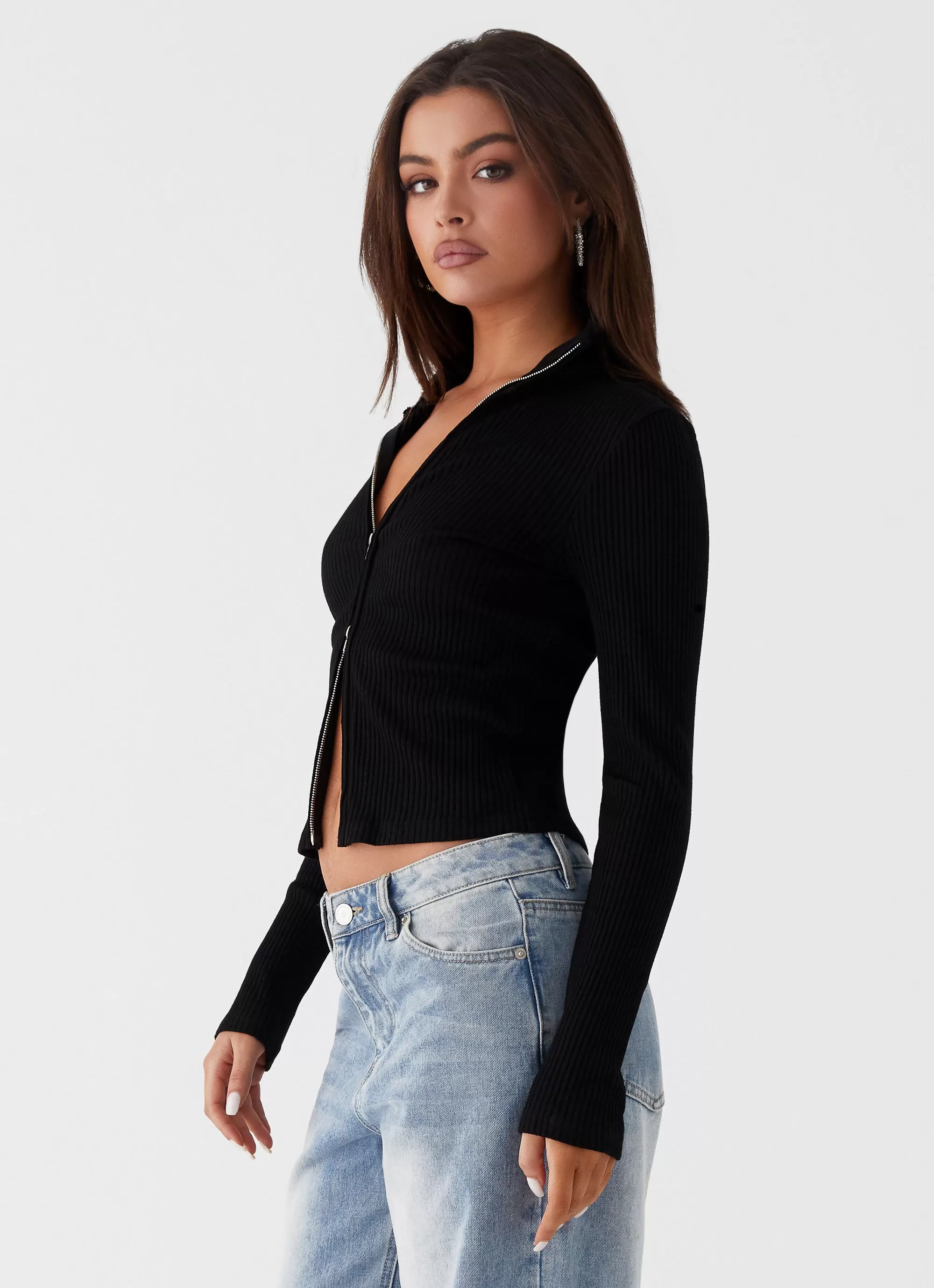 Barbara Long Sleeve Top - Black