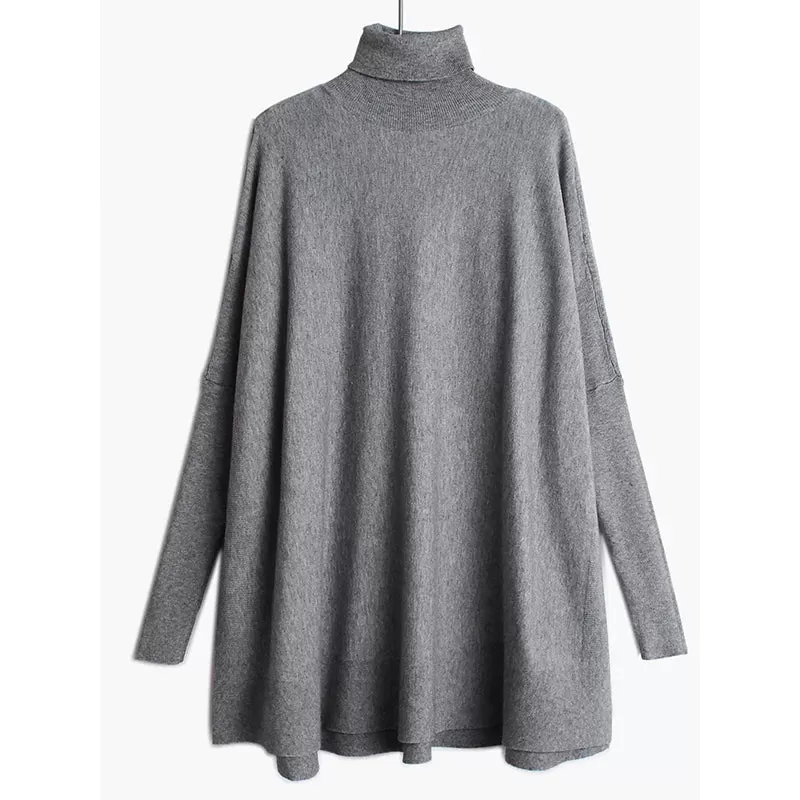 Basic Oversize Fit Gray Pullover for Office