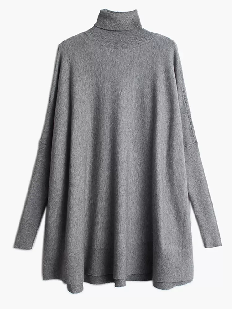 Basic Oversize Fit Gray Pullover for Office