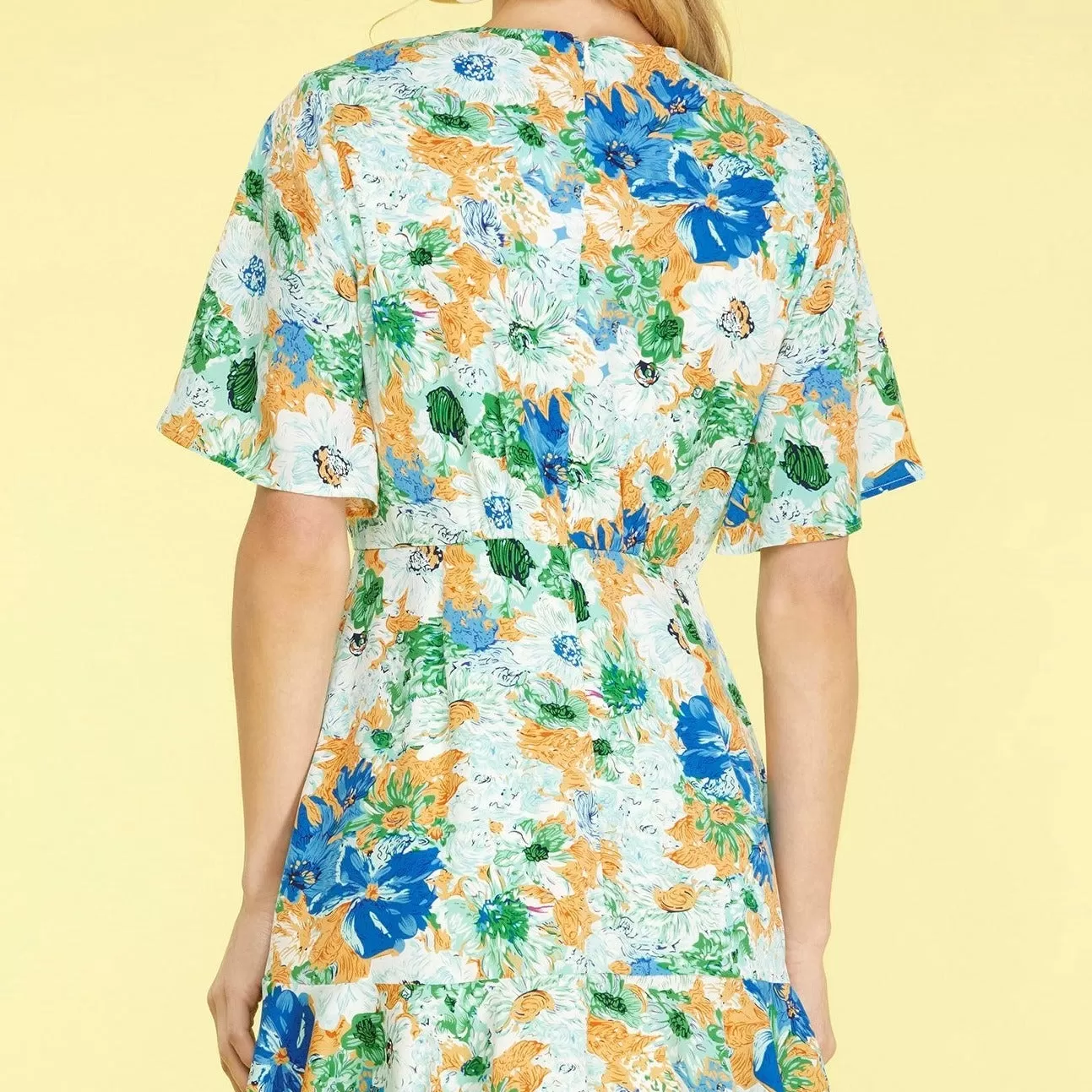 Basket of Flowers Ruched Floral Print Dress