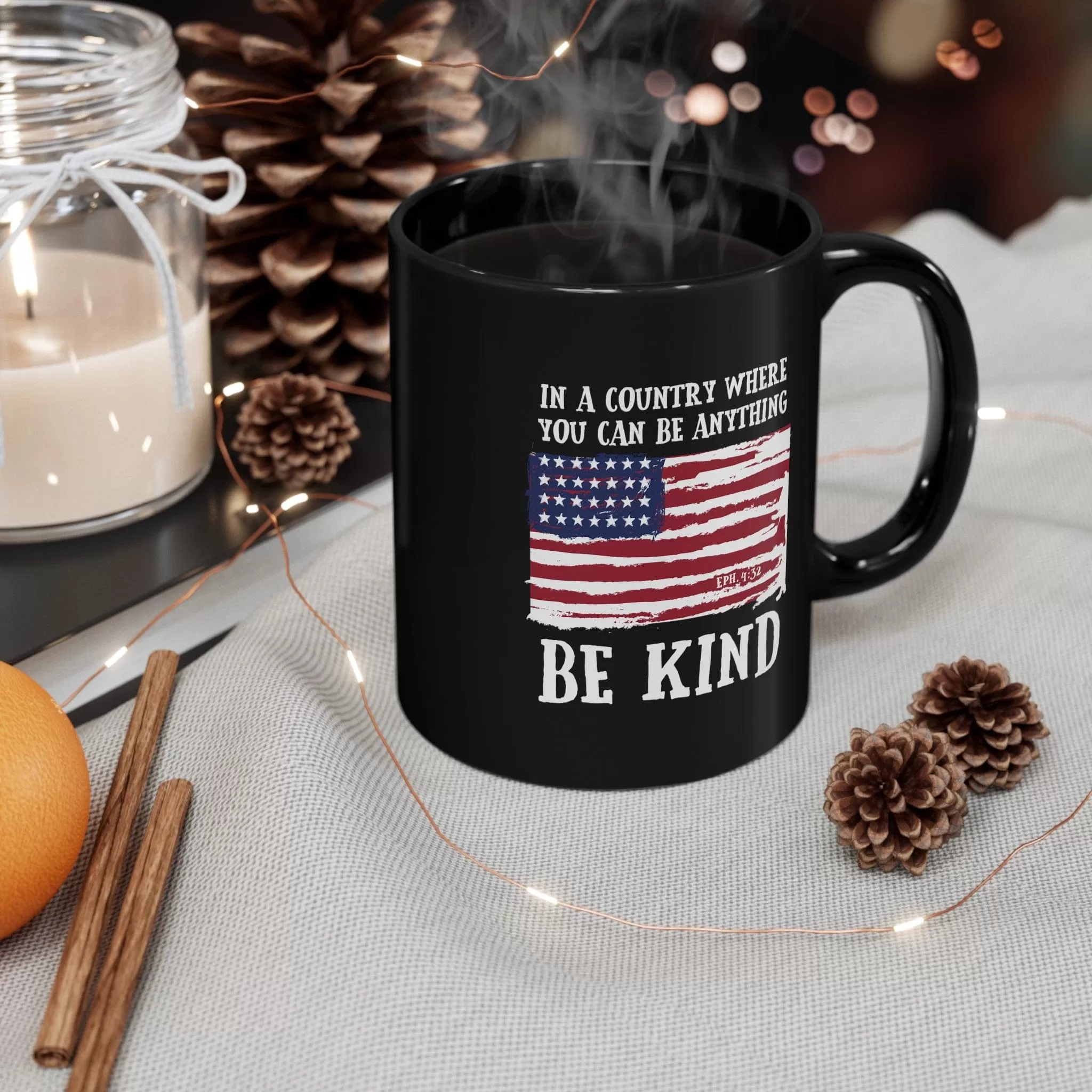 Be Kind Flag 11oz Black Mug