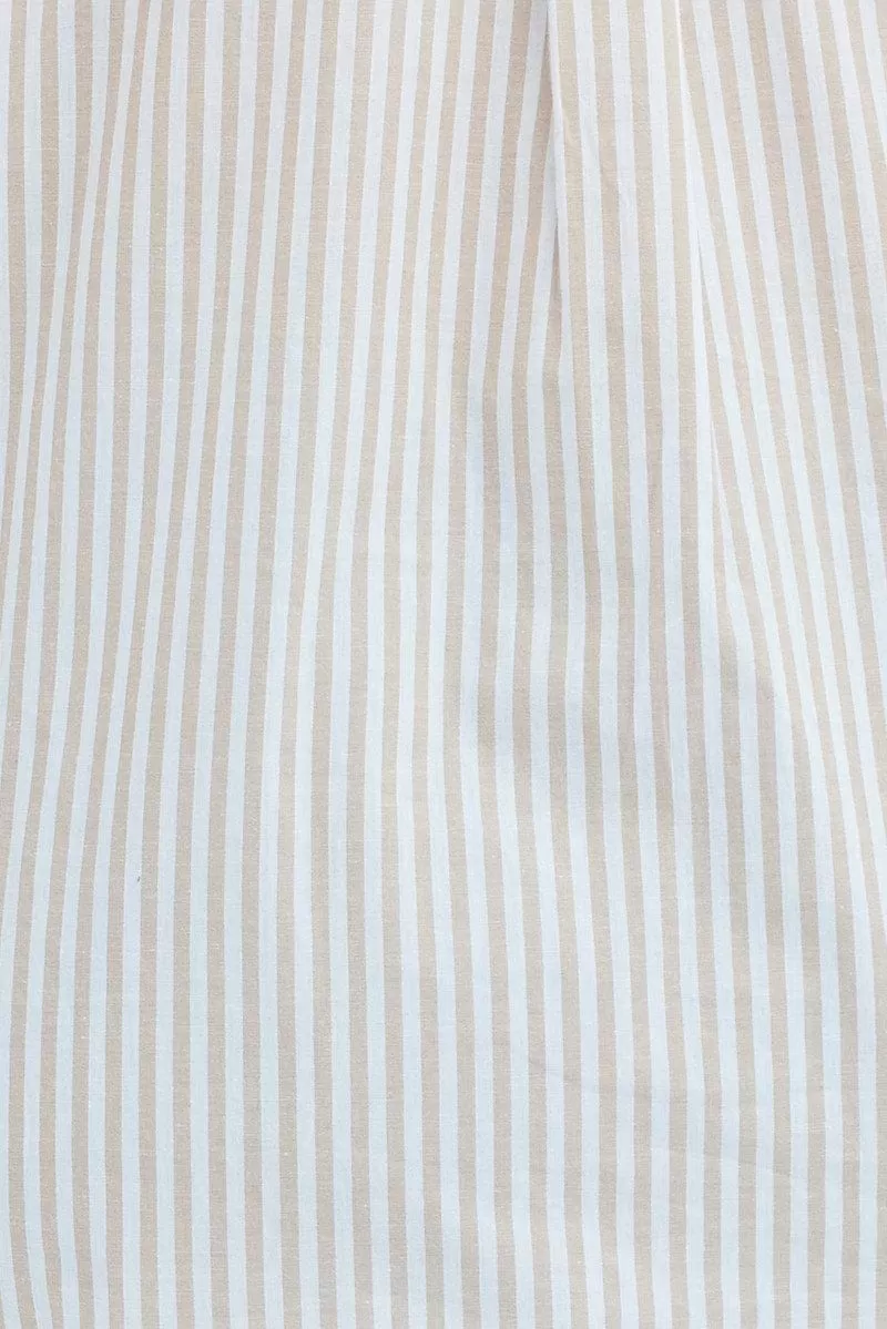 Beige Stripe Relaxed Shirt Long Sleeve