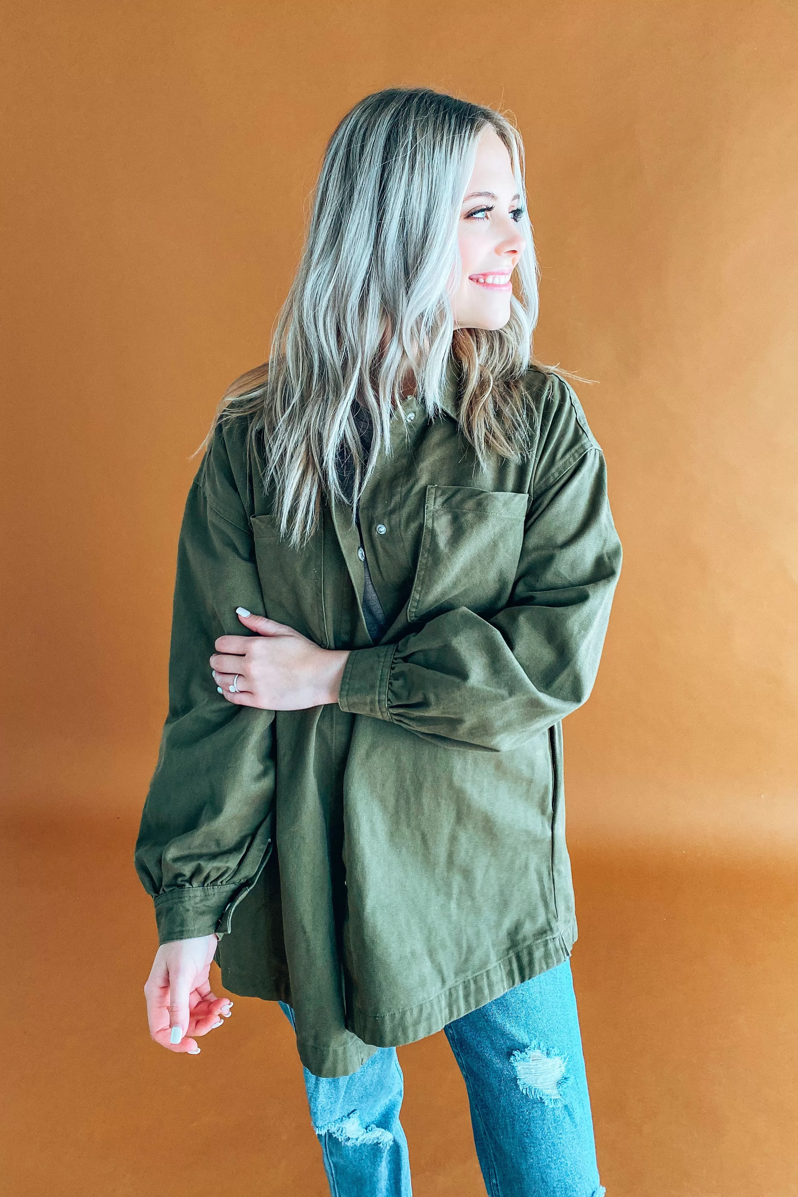 Benson Olive Denim Shacket | FINAL SALE