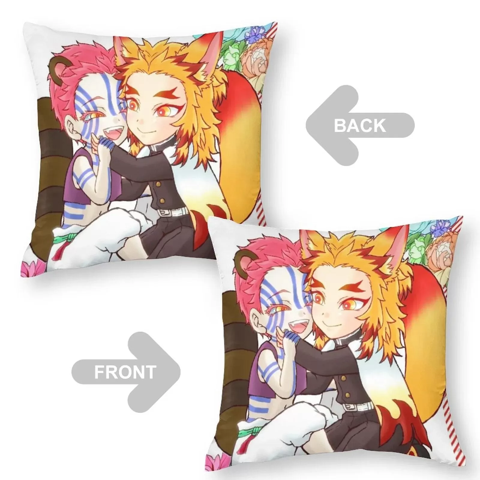 Best Funny Akaza X Kyojuro Demon Slayer Pillow Case Kimetsu No Yaiba Anime Soft Polyester Pillowcase Bed Zipper Summer Cover