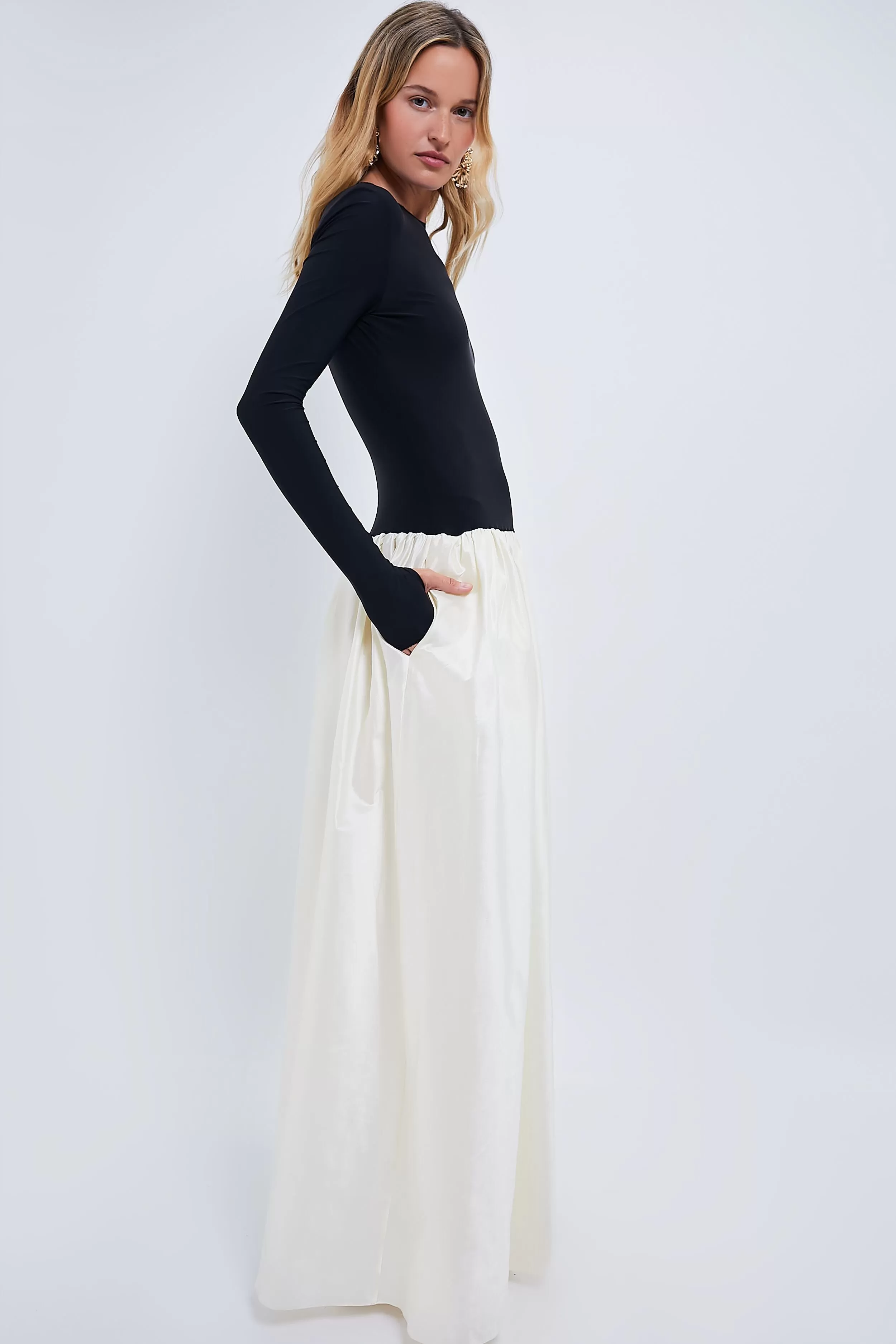 Black and Ivory Meringue Maxi Dress