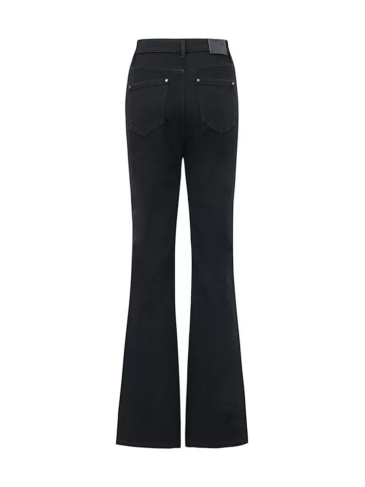 Black Ankle Length Flared Jeans