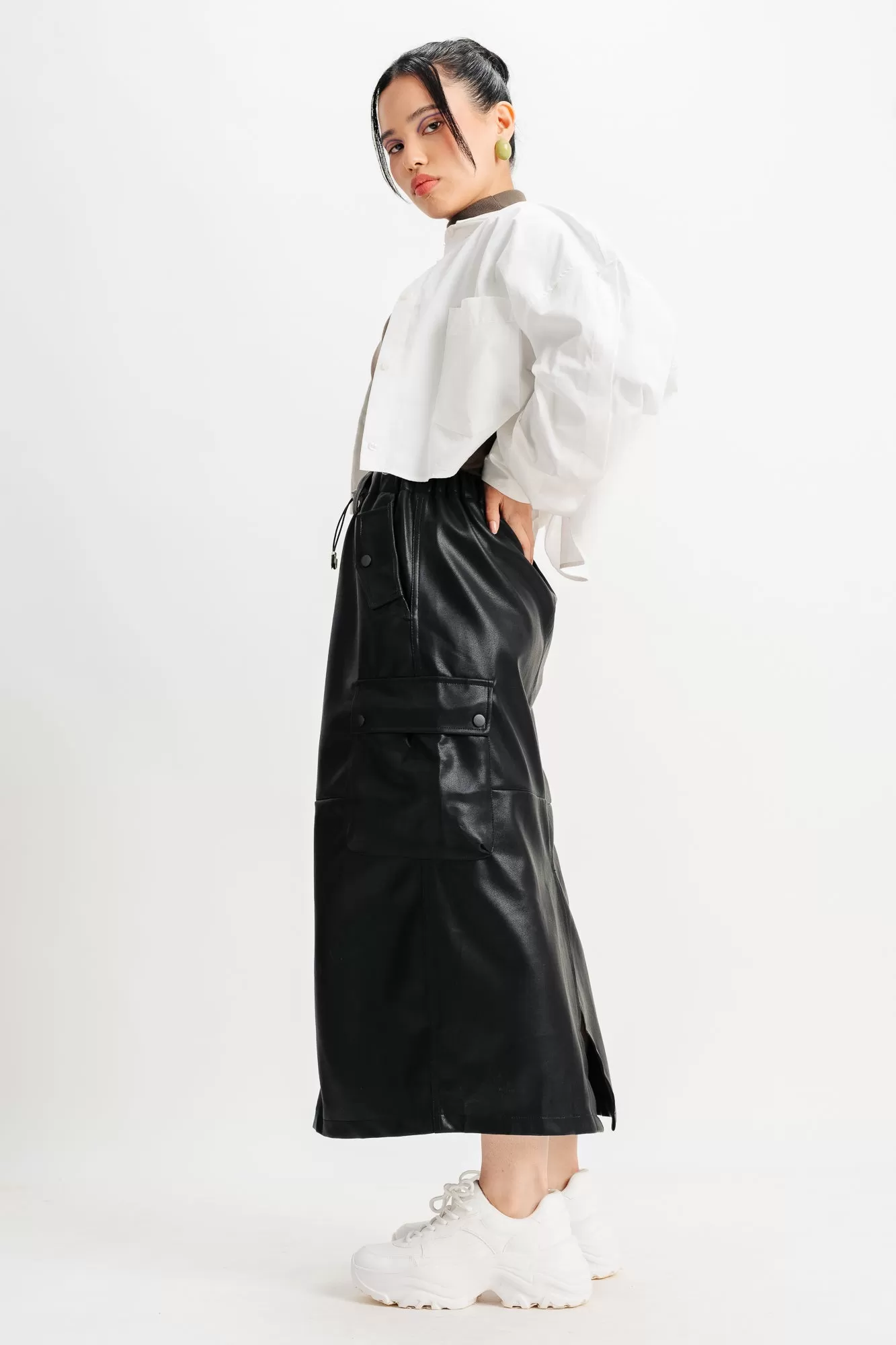 Black Cargo Pocket Skirt