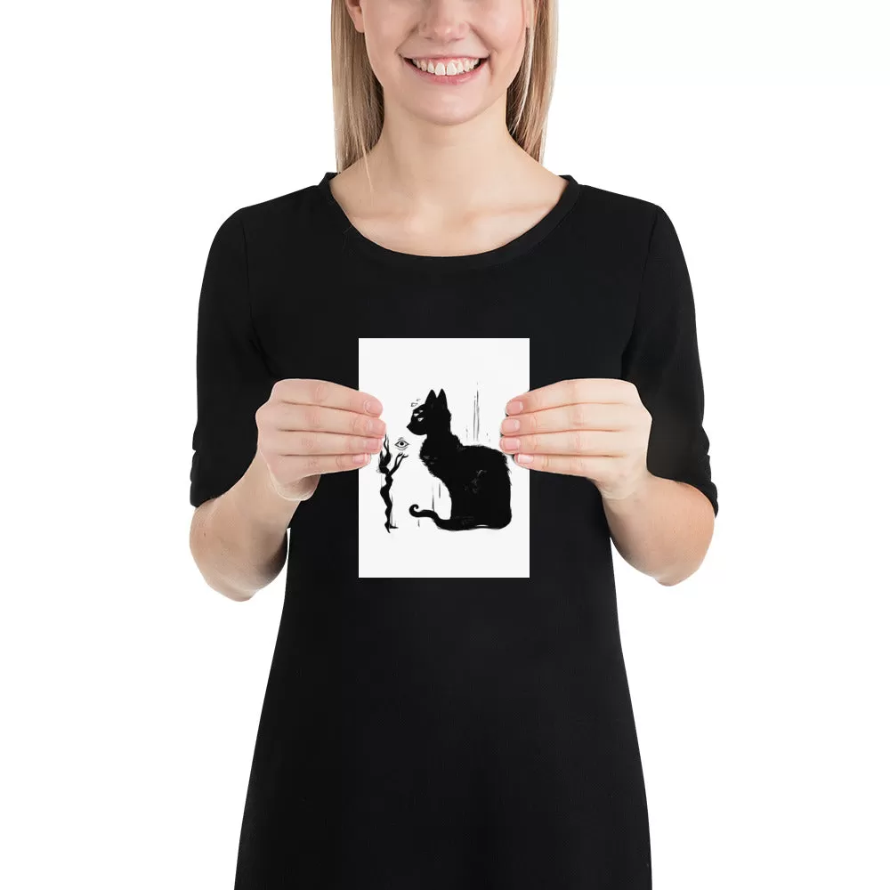 Black Cat And Witch, Matte Art Print Poster