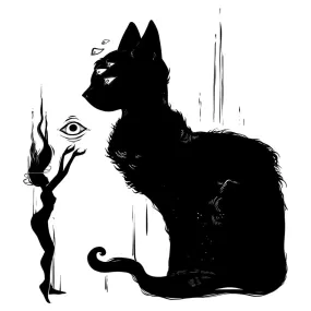 Black Cat And Witch, Matte Art Print Poster