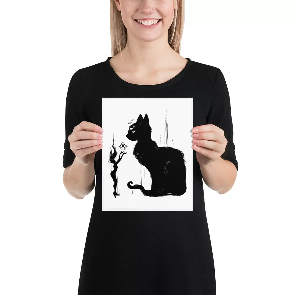 Black Cat And Witch, Matte Art Print Poster