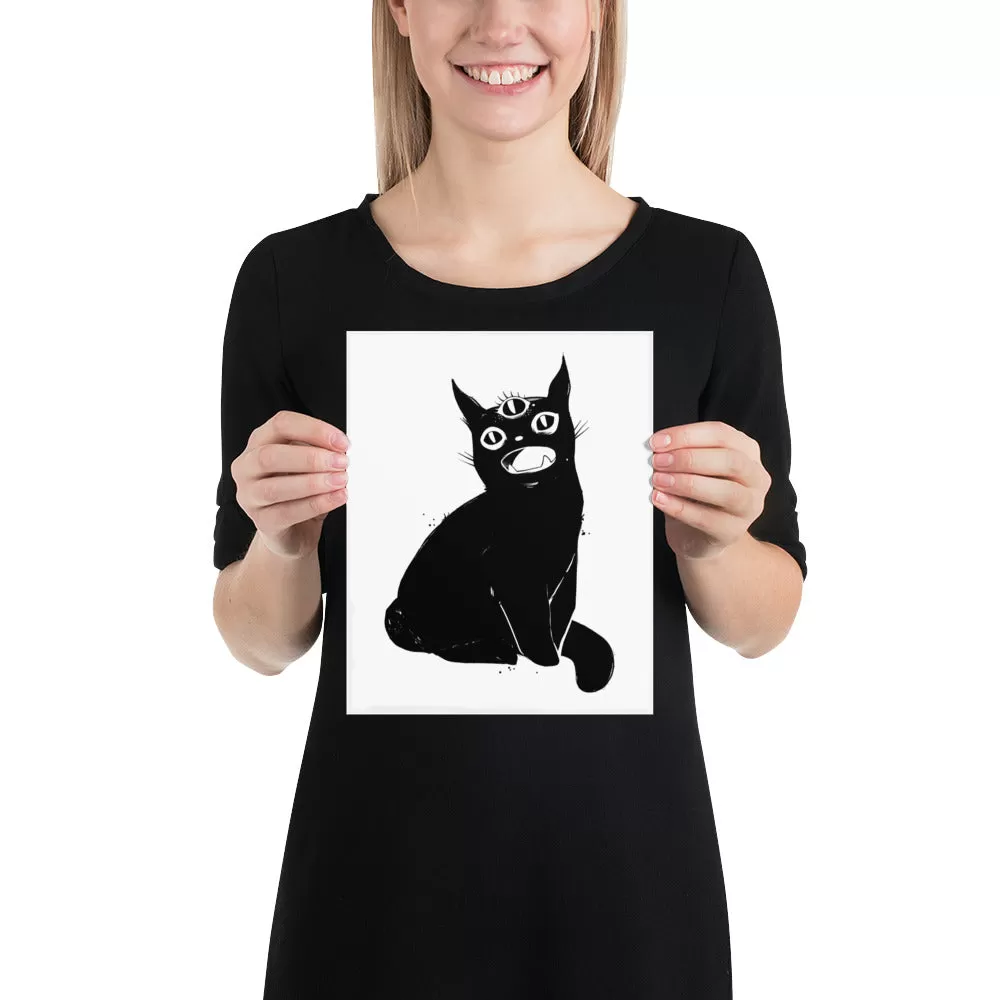 Black Cat With Third Eye, Matte Art Print Poster