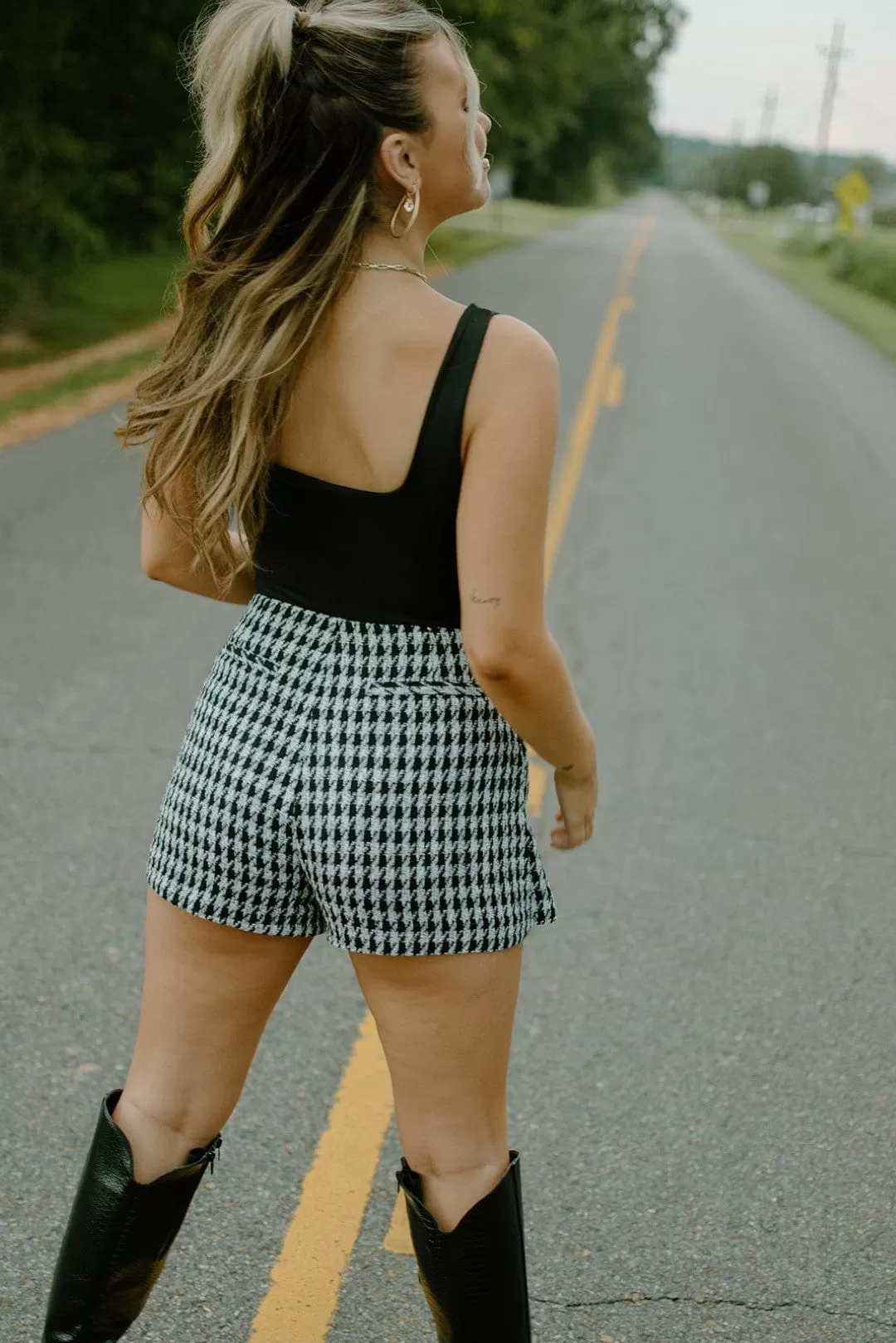 Black Houndstooth Mini Skort