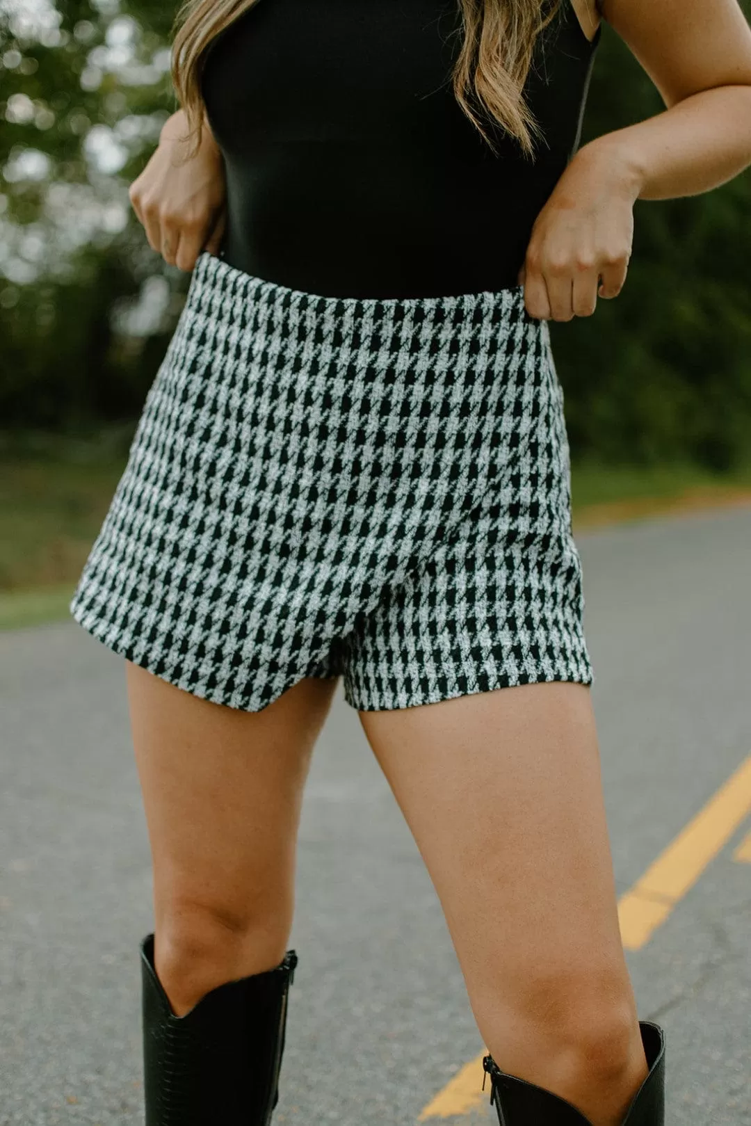 Black Houndstooth Mini Skort