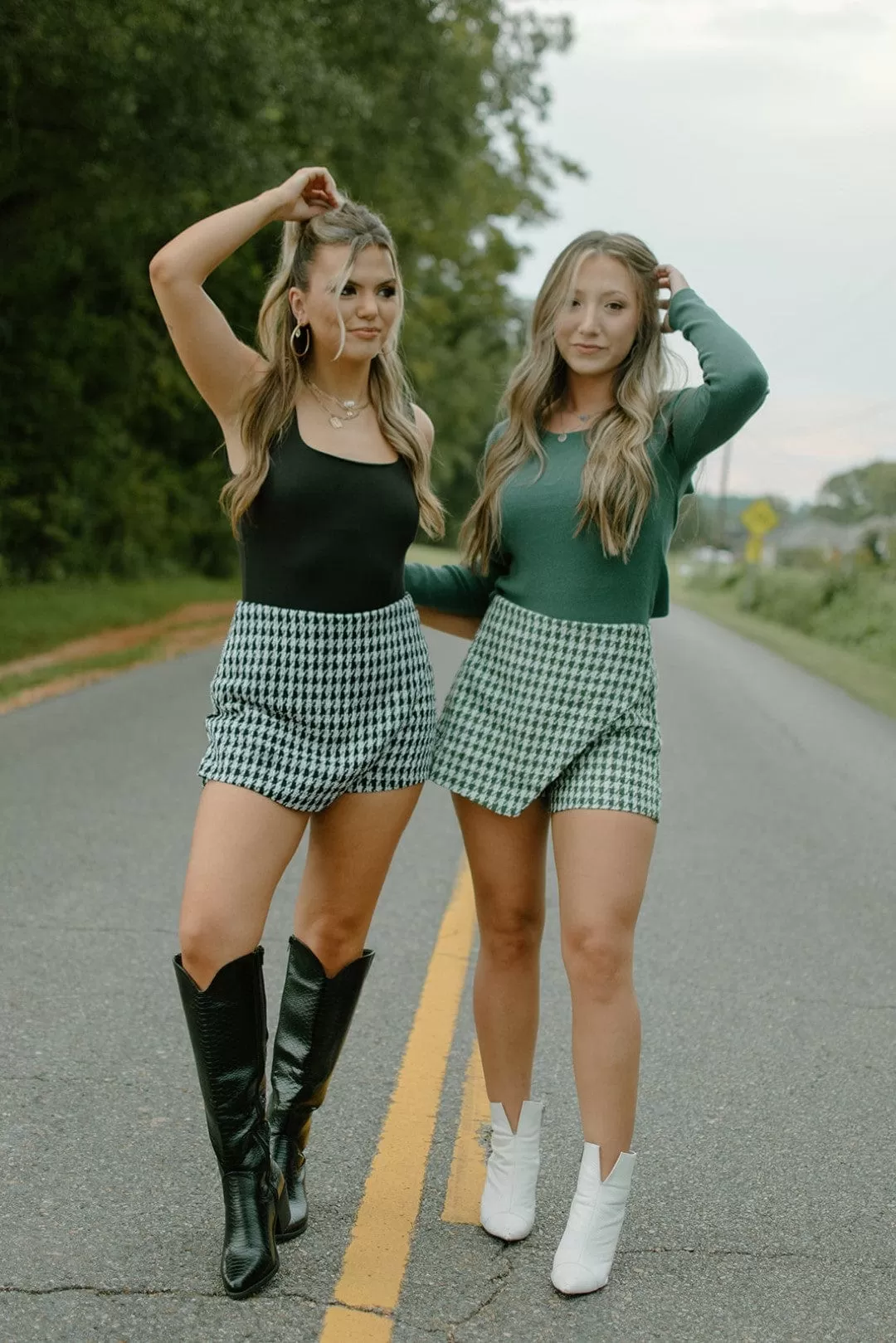 Black Houndstooth Mini Skort