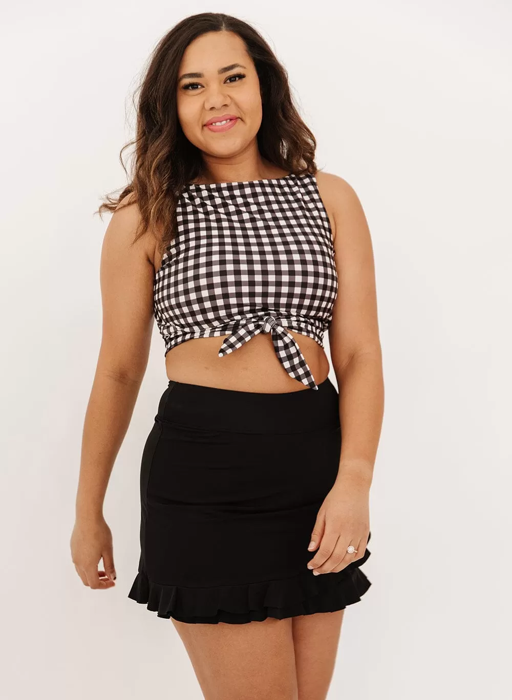 Black Ultra High-Waist Skirt w/ Bottoms