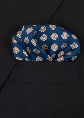 Blue Cream Red Pocket Square