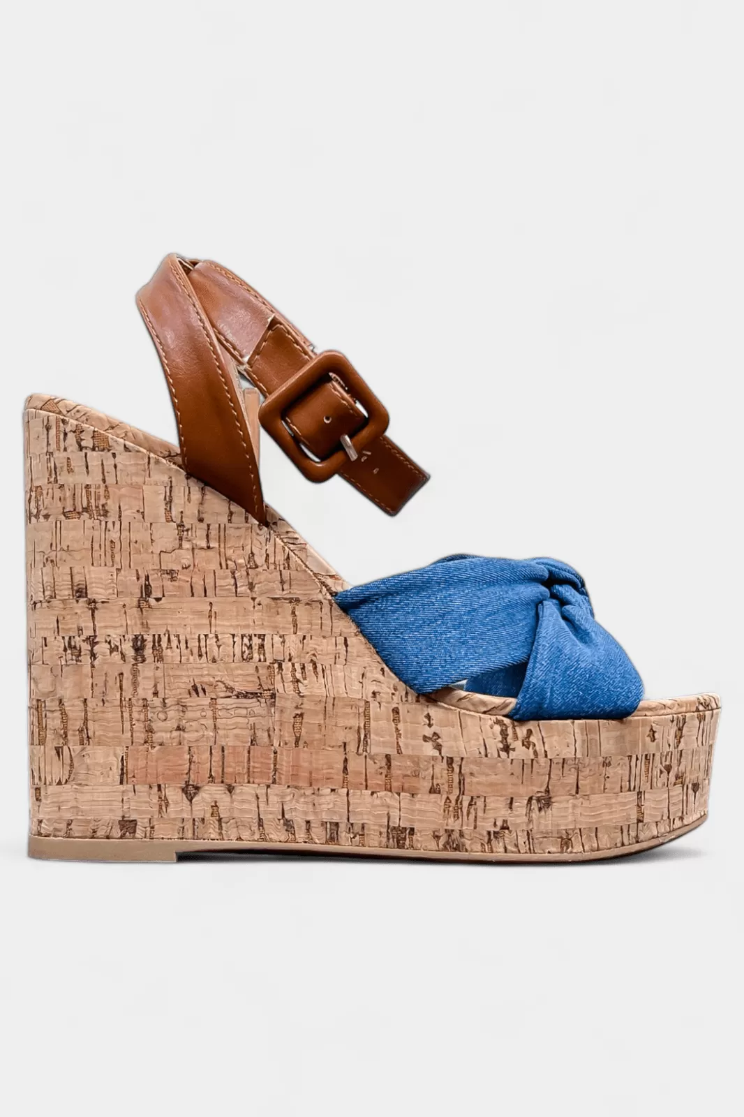 Blue Denim Wedge Platform Sandals