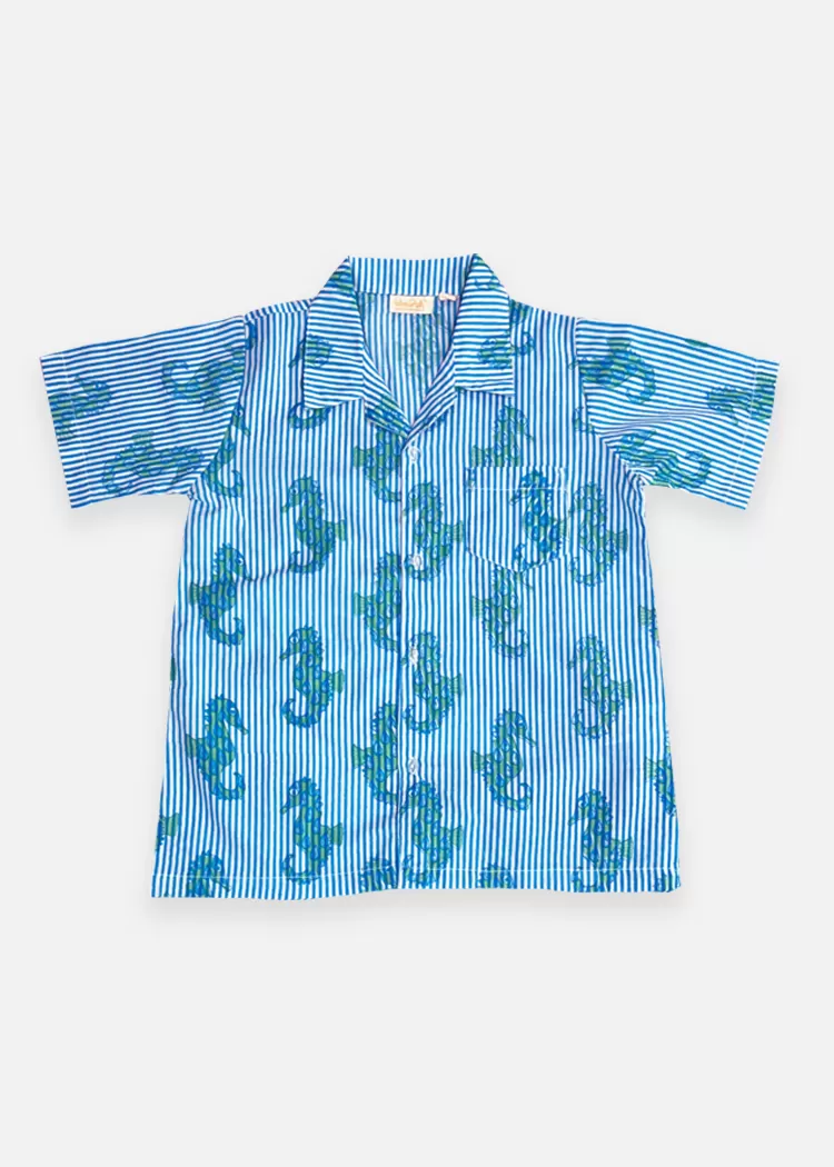 Blue Stripe Shirt For Boys - Seahorse